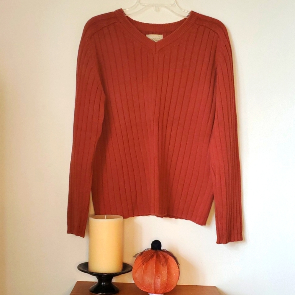 Aeropostale 90's Vintaage Y2K Burnt Orange Ribbed Sweater, Size Large